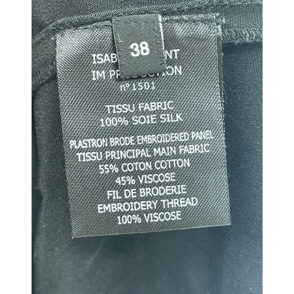 Isabel Marant Silk Mini Dress Black Embroidered Long Sleeve size EU 38 US Small - Picture 12 of 16